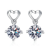 Moissanite Heart Stud Earrings in 925 Silver